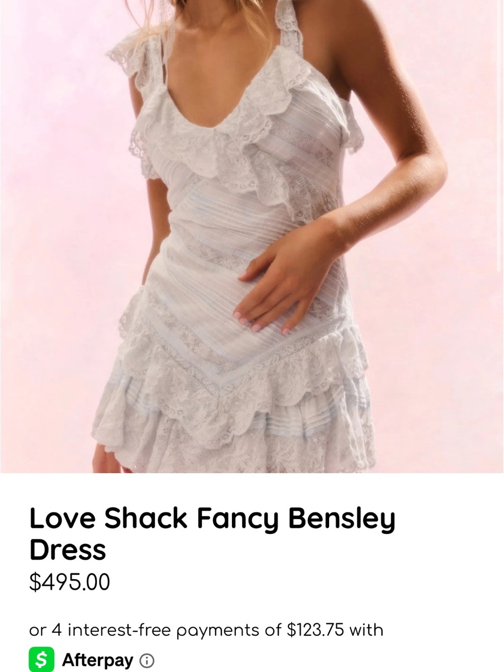 LoveShackFancy White Lace Ruffle Mini Dress